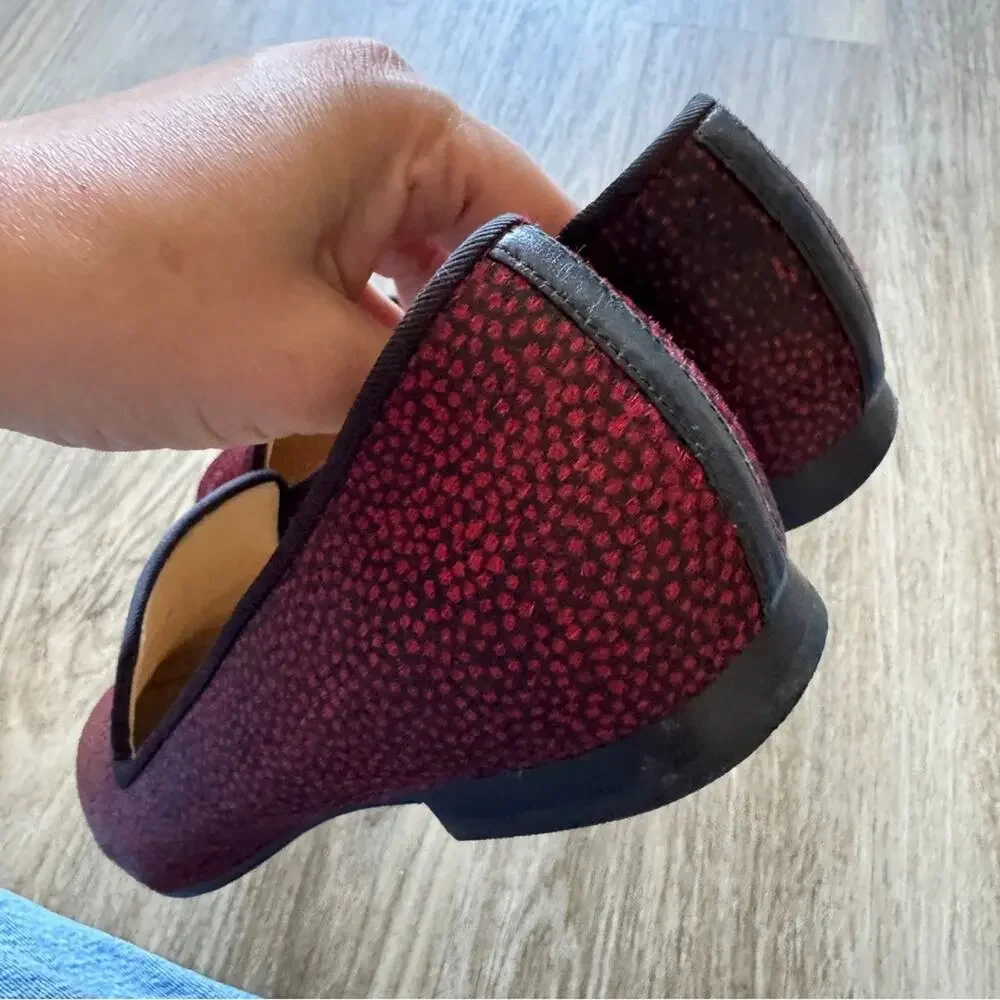 Cole Haan Red Spotted Calf Hair Slip On Loafers Womens 8 Flats Comfortable Shoes
